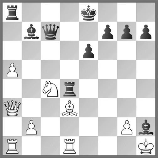 (ztrácí výhodnou pozici, nejlépe bylo hrát a4) 23...Rb5 24.Bb4 Rf5 25.a4 c5 26.Ba3 e6 27.a5 Rf4 28.Rc8 Rc4? (28...Ra4 s šancí na remízu 29.Bxc5 Bxc5 30.Rxc5 Ra3) 29.Kf1 e5 30.Bb4 cxb4 31.Rxc4 b3 32.