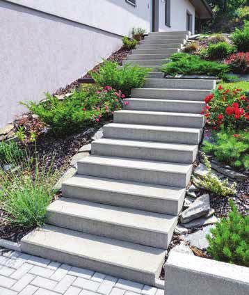 SCHODIŠŤOVÉ STUPNĚ SPV IN Tyto schodišťové stupně vyráběné vibrolisováním jsou určené do exteriérů a najdou využití v zahradách, v blízkosti rodinných domů a u veřejných