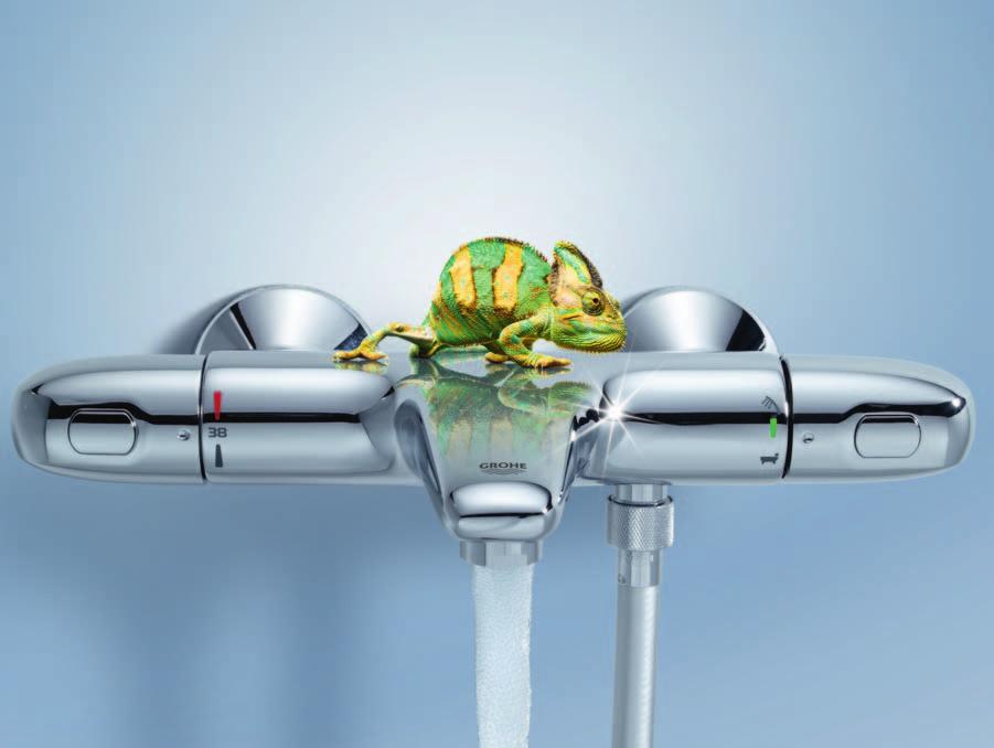 GROHE GROHTHERM Precizní ovládání pro dokonale uvolňující sprchu. Při vývoji termostatických baterií GROHE používáme ten nejcitlivější možný teploměr lidskou pokožku.