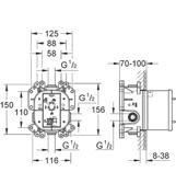upevňovací body, pro mokré i suché obložení těsnicí materiál zahrnutý, 1 horní přípojka DN 15 a 1 spodní přípojka DN 15 26 070 000 Rainshower F-Series 10