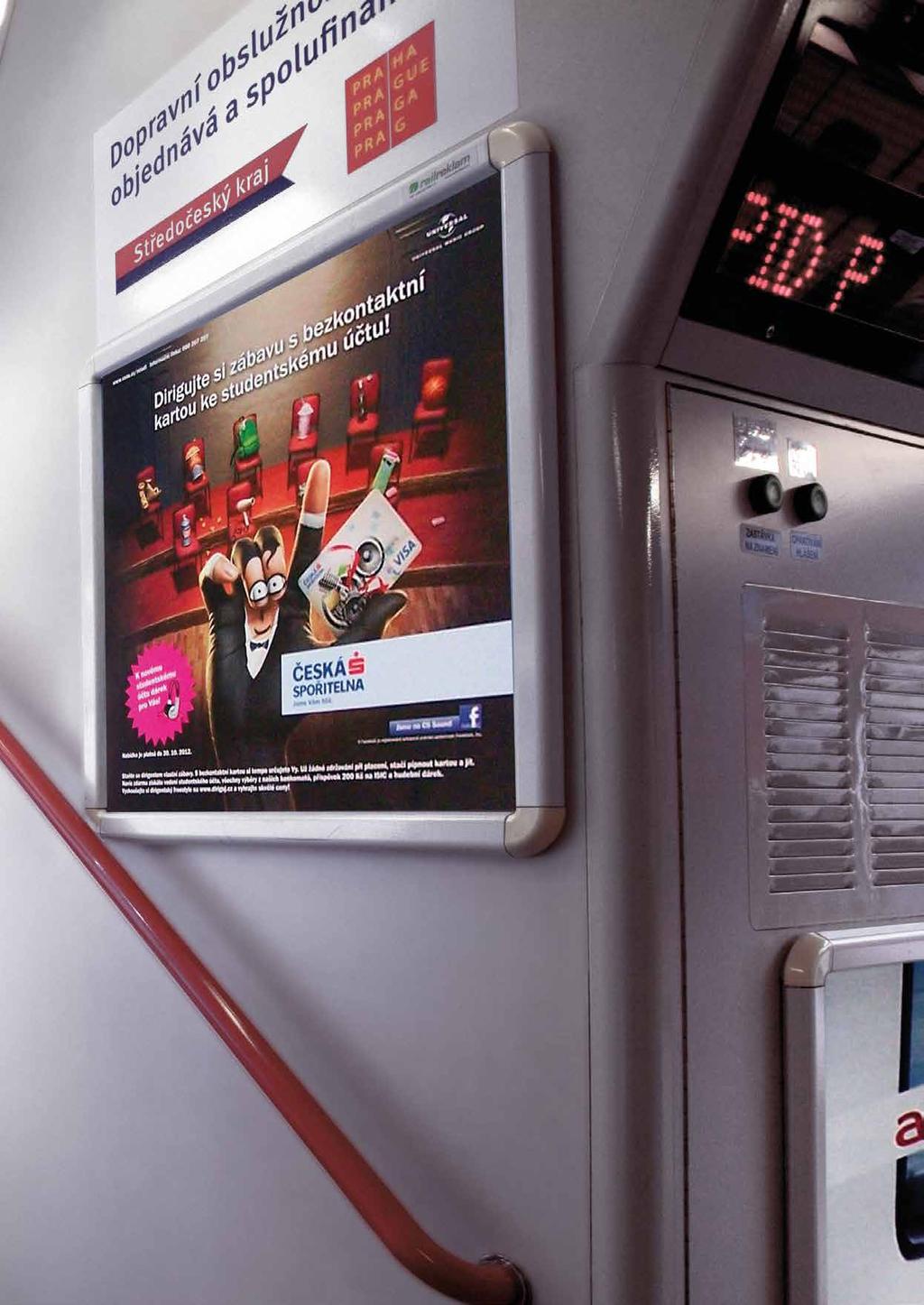 Podle regionu si můžete vybrat spádovou oblast, která Vám nejlépe vyhovuje. Dlouhá doba strávená cestováním vlakem zaručuje Vašim reklamním motivům zvýšenou dobu vnímání.