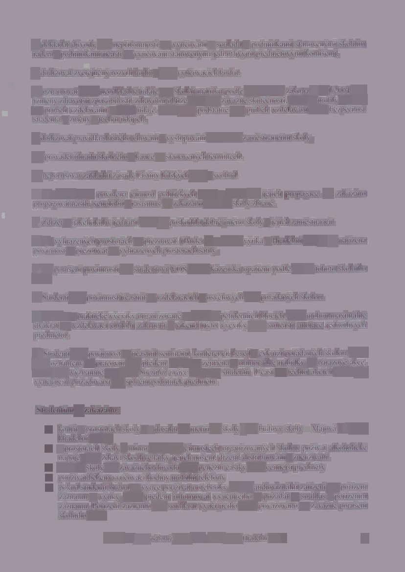 i) doklédat dvody své nepfitomnosti ve vyuéovéni v souladu s podminkami stanovenvmi ko1nim fédem a podminkami éasti ve vyuéovéni stanovenj/mi jednotlivjlmi pfedmétovvmi komisemi, j) dodriovat