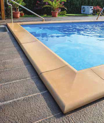 BAZÉNOVÉ LEMY TOP Dílce bazénových lemů umožňují olemování bazénů pravoúhlého nebo oválného půdorysu.