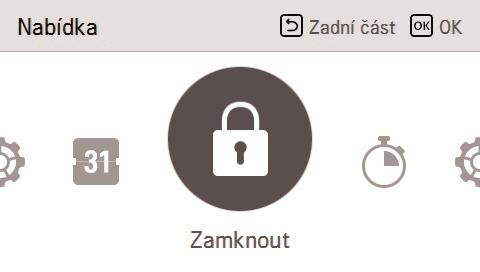 Uzamčení nastavení Uzamčení nastavení Uzamčení nastavení Zámek pro uzamčení všeho, pro tlačítko zapnout/vypnout, režim, nádrž DHW Je to funkce, která slouží k uzamčení tlačítkového ovládání tak, aby