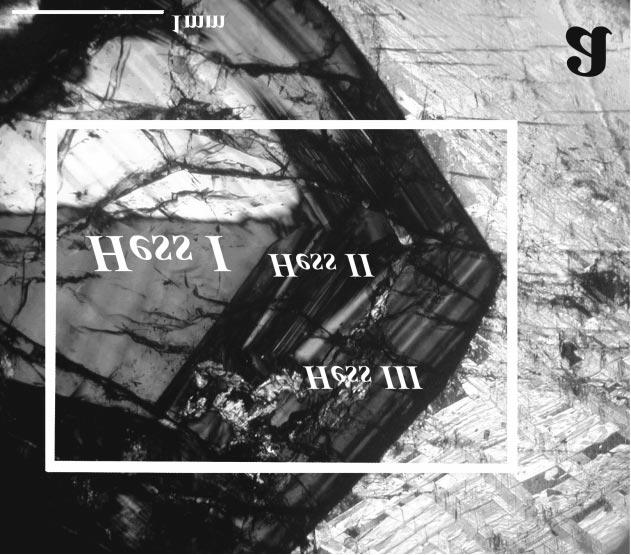 100 Obr. 2 Chemické složení izotropních a anizotropních lamel v granátu z Žulové - Boží hory. Fig. 2 Chemical composition of isotropic and anisotropic lamellae in garnet from Žulová - Boží hora. Obr. 4 Chemické rozdíly mezi izotropními a anizotropními lamelami a jednotlivými rùstovými fázemi granátu v Moravských Bránicích.