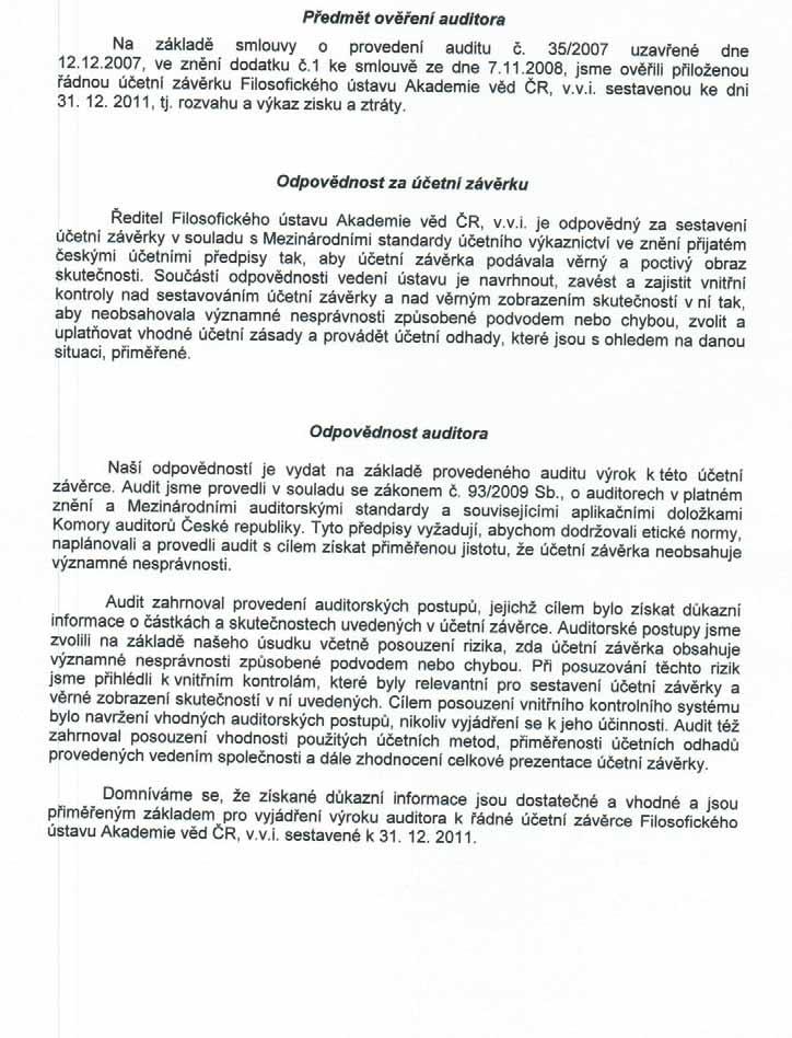 Zpráva nezávislého auditora o ověření řádné