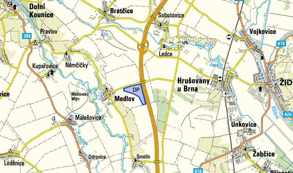 ČÁST B ÚDAJE O ZÁMĚRU Obrázek č. 1: Zákres navrhovaného dobývacího prostoru Medlov I Pozn.