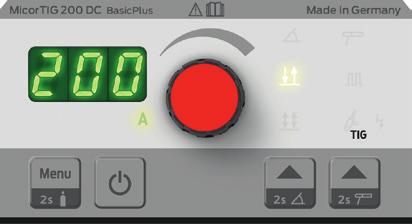 Koncept ovládání BasicPlus ControlPro Vysokofrekvenční zapalování Funkce Puls až 5 khz Zobrazení na ampér přesný 7segmentový displej na ampér přesný digitální displej Plynulá regulace proudu Řízení