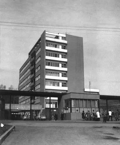 Nový chirurgický pavilon rakovnické nemocnice na přelomu sedmdesátých a osmdesátých let (Muzeum T. G. M.