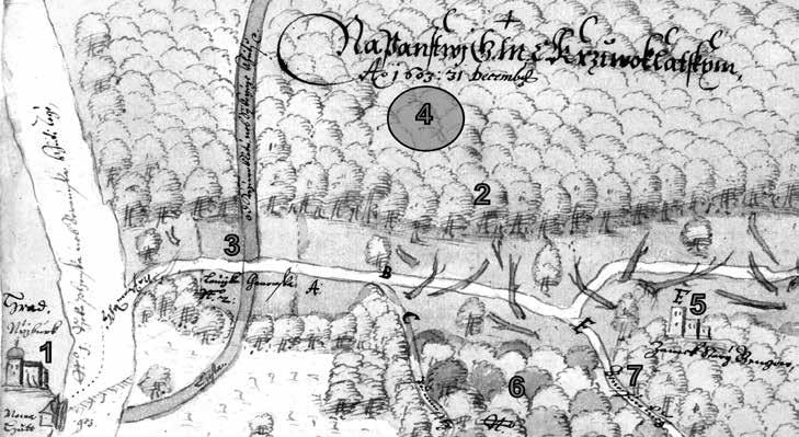 2. Kolorovaný plán lesních porostů v údolí říčky Vůznice z 31. prosince 1603.