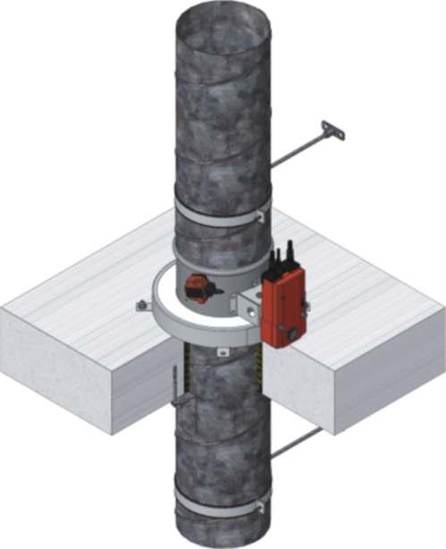 Požární odolnost: Ø D Spojovací plochu mezi prstencem klapky a stěnou natřít požárně odolným tmelem před instalací klapky (doporučený tmel PRO- MAT K84 nebo HILTI CFS-S). * min. 110 - Beton/ min.