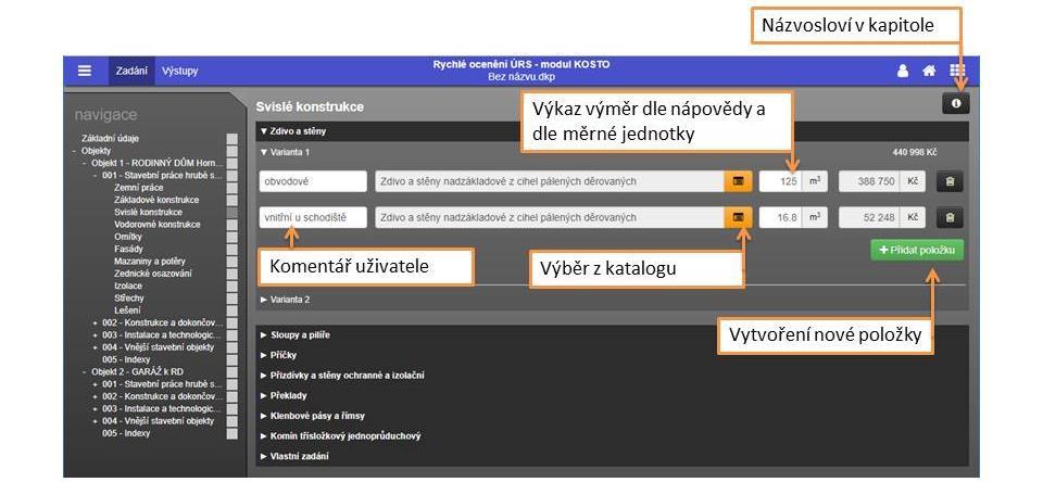 Program je doplněn o upozornění, která se zobrazí v případě, že uživatel zadá konstrukci na kterou je úzce navázána další položka. (např. betonová monolitická konstrukce a bednění) 12.3.5.