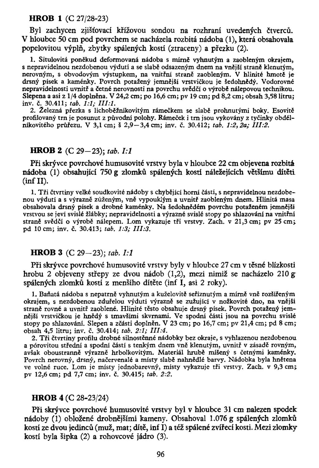 HROB 1 (C 27/28-23) Byl zachycen zjišťovací křížovou sondou na rozhraní uvedených čtverců.