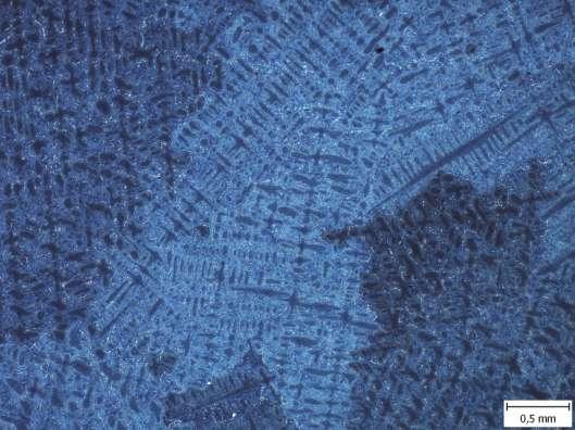 Výsledky 29 4.2 - Výsledky 4.2.1 - Hodnocení mikrostruktury základního materiálu Pomocí světelné mikroskopie byla pozorována struktura základního materiálu vzorků uvedených v tab. 4.2. Pozorováním byla zjištěna litá dendritická struktura (obr.