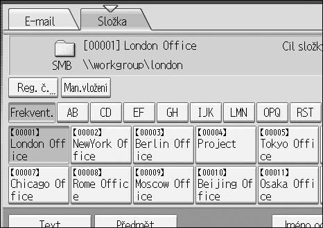 Odeslání skenovanîch souborù do sloôek Vîbìr místa urèení registrovaného v seznamu 2 Vyberte pøíjemce ze seznamu pøíjemcù. A V seznamu pøíjemcù stisknìte toto tlaèítko pro zaøazení jména pøíjemce.