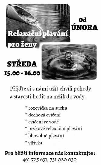 Plavecký bazén Veřejnost 1. pátek 12.00 19.00, 19.00 20.00 kondiční plavání 2. sobota 14.00 20.00 3. neděle 13.00 19.00 4. pondělí 8.00 20.00 5. úterý 6.00 20.00 6. středa 6.00 20.00 7. čtvrtek 6.