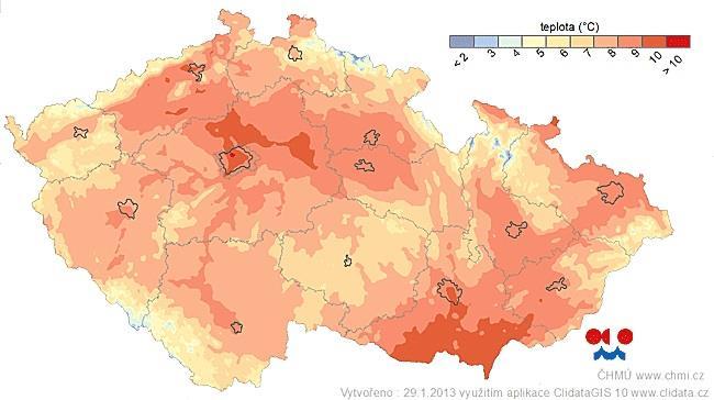 Teplota měří se ve stupních Celsia ( C) na různých místech Země je teplota různá závisí na vzdálenosti od rovníku, vzdálenosti od moře, nadmořské výšce