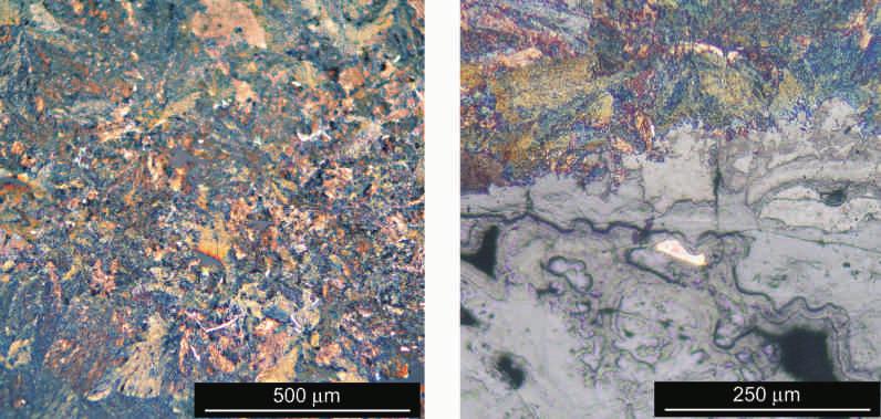 Zbraně z knížecího hrobu z 9. století v Kolíně z pohledu archeologie a metalografie 21 a b stopy Cu c d Obr. 10. Meč, příčka vz.