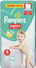 *1 kg = 462,38 **1 kg = 374,88 Pampers Jumbo Pack kalhotkové plenky,