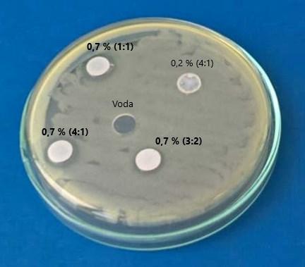 Inhibiční zóna [mm] UTB ve Zlíně, Fakulta technologická 95 s poměrem ccnc:zno 4:1 na růst Staphylococcus aureus. 14 Obr. 48.