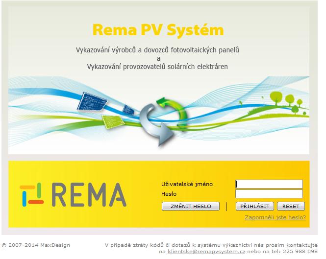 Jak se dostat do systému výkaznictví Odkaz na systém výkaznictví najdete přímo na stránkách www.remapvsystem.