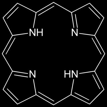 1.3 Porfyriny Porfyriny jsou deriváty porfinu, což je planární heterocyklický aromatický kruh složený ze čtyř pyrolů spojených metinovými můstky (obr. 1.7).