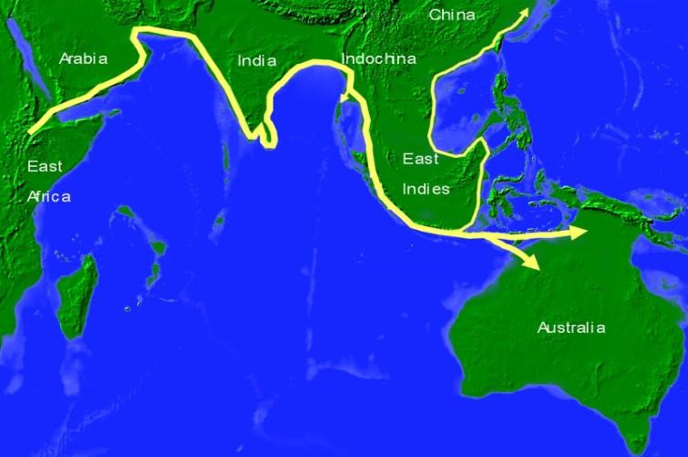 Doklady osidlování Pacifiku analýzou adna Oblast Austrálie a Pacifiku byla osídlena již během první vlny migrace v rámci Out of Africa,