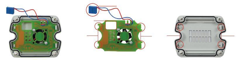 EE820-FAC - Modul nucené cirkulace vzduchu (Výměna/dodatečná instalace) Modrý konektor výřez 3 výřez 1 výřez 2 úchytka A úchytka B POZOR EE820-FAC