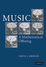 http://www.maths.abdn.ac.uk/~bensondj/html/maths-music.html Music: a Mathematical Offering Published by Cambridge University Press, Nov 26, 426 pages.