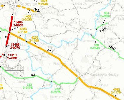 Umístění BPS Obrázek 5: Mapa intenzity dopravy v zájmovém území (zdroj: www.rsd.