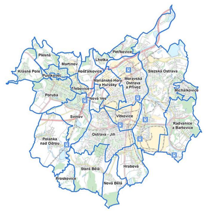 Ostravské prostředí kontext Statutární město Ostrava 23 městských obvodů 287 687 obyvatel (k 1. 10.