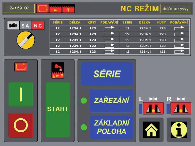 Hlavní menu umožňuje nastavení 3 základních režimů: NC plně automatický, S.A.