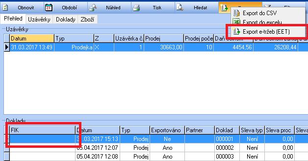V případě, že nedojde k automatickému zaevidování dokladu, můžete jej ještě ručně odeslat v manažerské části Prodejny SQL v sekci