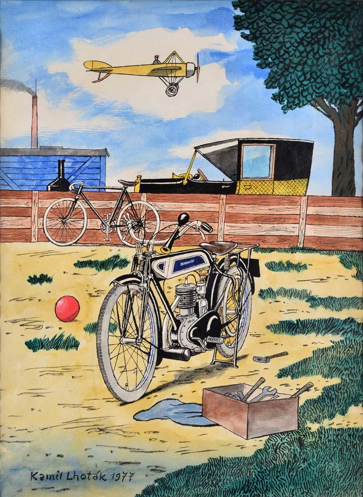 57 57 Lhoták Kamil 1912-1990 (Bradbury) 1977, tuš a akvarel na papíře, 45