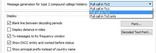 Vysílat se bude vždycky jen čtyřmístný V rolovacím menu IARU region vyberte váš IARU region, protože podle něj se volí kmitočtové segmenty (nechte ALL) TX watchdog určuje dobu opakování volacích