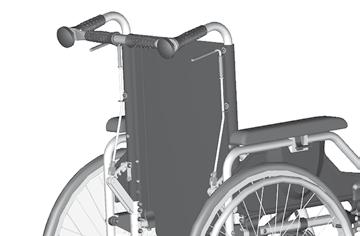 Plynulé nastavování úhlu sklonu zádové opěry Zádová opěra s pneumatickou pružinou se smí sklápět dozadu pouze u stojícího vozíku, na rovném a pevném podkladu.