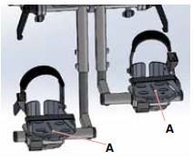 Pro optimální napolohování chodidel lze dělené stupačky se skořepinami nastavit do šířky, délky a úhlově nezávisle na sobě (viz bod 3.9).