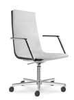 832-RA-PRA Medium back, height-adjustable chair, RA rocking mechanism or PRA polished aluminium seat plate, fully upholstered armrests Střední, výškově stavitelné křeslo, z leštěného hliníku PRA,