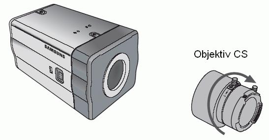 INSTALACE KAMERY Připevnění objektivu Použití objektivu CS Objektiv CS
