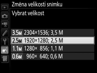 3 Vyberte velikost. Vyberte položku Vybrat velikost a stiskněte tlačítko 2.
