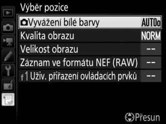 Stisknutím tlačítka J potvrďte přidání nové položky. 5 Přidejte další položky.