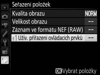 A Mazání položek v menu Moje menu Chcete-li vymazat aktuálně vybranou položku v menu Moje menu, stiskněte