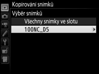 Než přistoupíte k výběru či zrušení výběru jednotlivých snímků, můžete označit pro kopírování všechny snímky nebo všechny chráněné snímky ve
