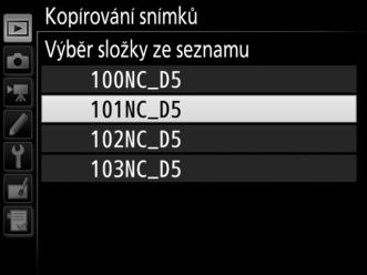 Pokud chcete zadat číslo složky, vyberte položku Výběr složky podle čísla, zadejte