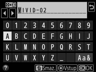 Pojmenování souborů Tlačítko G C menu fotografování Snímky jsou ukládány s názvy složenými z předpony DSC_ nebo, v případě barevného prostoru Adobe RGB (0 45), _DSC, následované čtyřmístným číslem