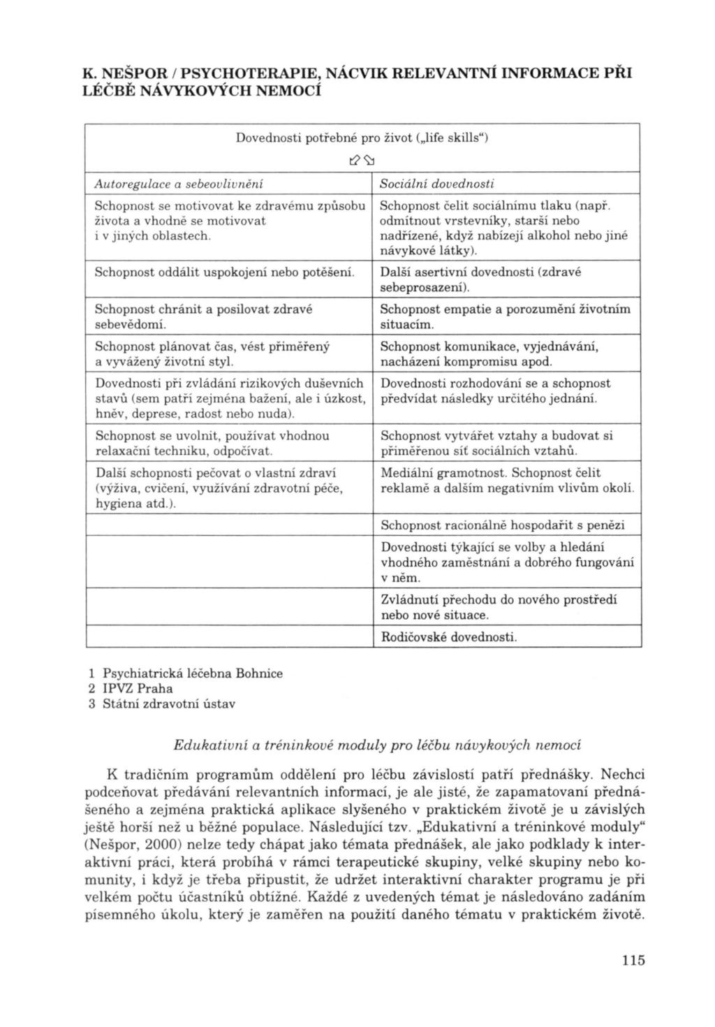 Dovednosti potř e bné pro život (nlife skills") t?~ Autoregulace a sebeovlivnění Schopnost se motivovat ke zdravému způsobu života a vhodně se motivovat i v jiných oblastech.