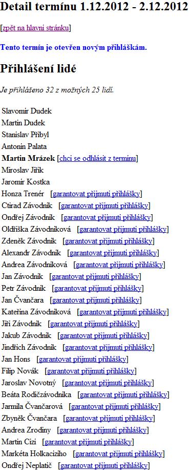 V přihlášce jsou následující volby: a) Doprovod (+1): Každému členovi oddílu je umožněno současně se svojí přihláškou přihlásit i jednu osobu, která bude brána jako rodinný příslušník nezávisle na