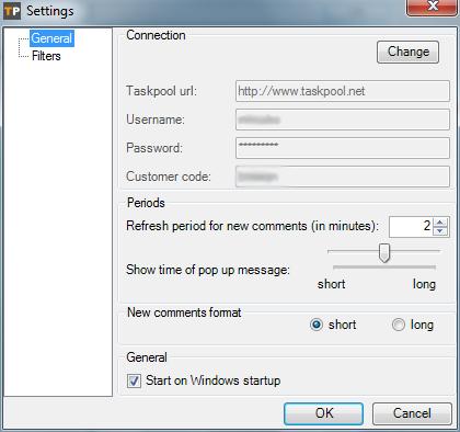 Toto provedeme poklepáním na tlačítko Změnit (Change) v horní části. V dolní části nastavujeme, zda se bude aplikace spouštět při startu systému Windows. Doporučejeme mít tuto volbu jako aktivní.