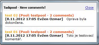 Obrázek 3.9. TRAY: pop-up upozornění Volba Intervalu zobrazení vyskakovacího okna (Show time of pop up message) určuje, po jak dlouhou dobu zůstane toto okno zobrazeno.