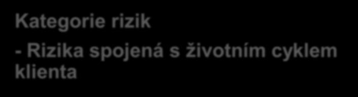 Kategorie rizik Produkty Jednorázové produkty životního pojištění s investiční složkou - jsou považovány za velmi výhodné pro ML Životní pojištění, kde původní hodnota byla velmi nízká a významně se
